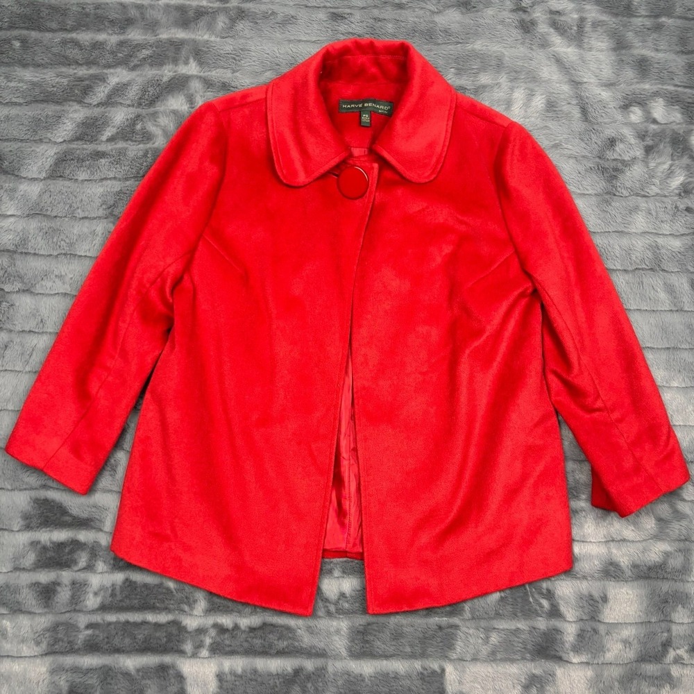 Harve Benard Petite Red Swing Coat Single Button Jacket Womens PS PEP3005913BU